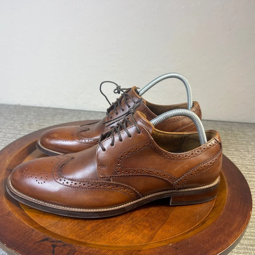 Florsheim Mens Cognac Brown Leather Wingtip Brogue Oxford Dress Shoes 8M Office